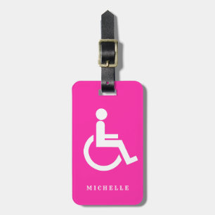 Personalisiert rosa mit Behinderung Handicap-Symbo Gepäckanhänger