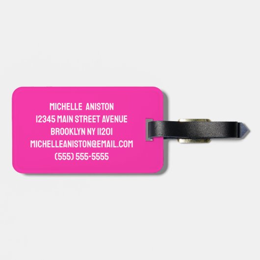 Personalisiert rosa mit Behinderung Handicap-Symbo Gepäckanhänger (Rückseite horizontal)