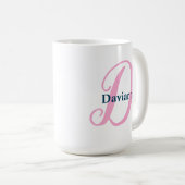 Personalisiert rosa Monogramm Buchstaben D und ind Kaffeetasse (VorderseiteRechts)