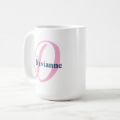 Personalisiert rosa Monogramm Buchstaben D und ind Kaffeetasse (Vorderseite Links)