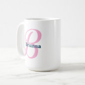 Personalisiert-rosa-Monogramm-Letter-B-Individuell Kaffeetasse (Vorderseite Links)
