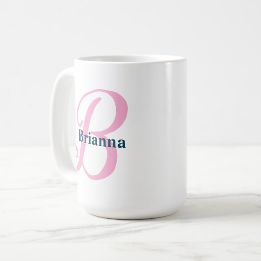 Personalisiert-rosa-Monogramm-Letter-B-Individuell Kaffeetasse (Vorderseite Links)