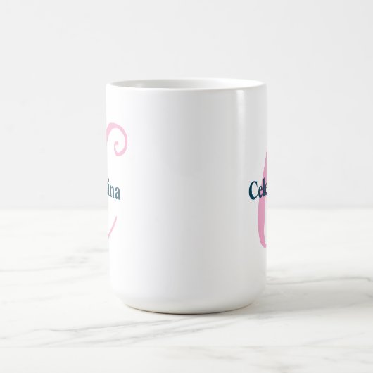 Personalisiert-rosa-Monogramm-Letter-C-Individuell Kaffeetasse (Mittel)