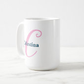 Personalisiert-rosa-Monogramm-Letter-C-Individuell Kaffeetasse (Vorderseite Links)