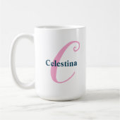 Personalisiert-rosa-Monogramm-Letter-C-Individuell Kaffeetasse (Links)