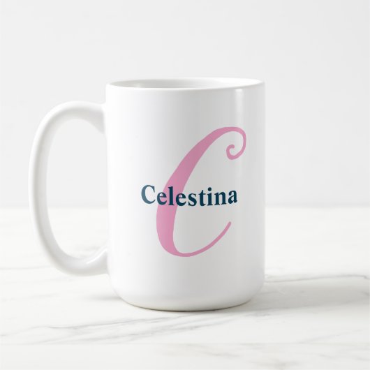Personalisiert-rosa-Monogramm-Letter-C-Individuell Kaffeetasse (Links)