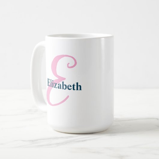 Personalisiert-rosa-Monogramm-Letter-E-Individuell Kaffeetasse (Vorderseite Links)