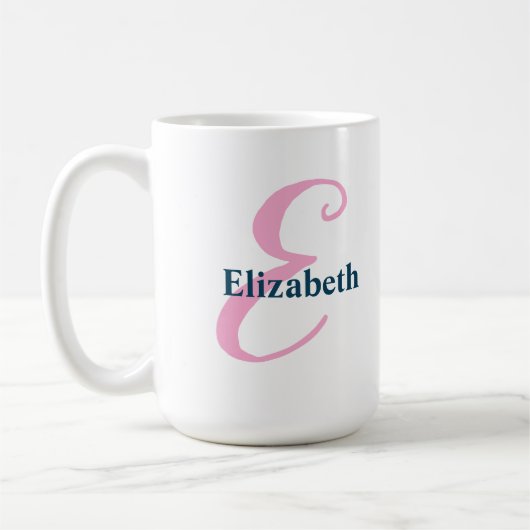 Personalisiert-rosa-Monogramm-Letter-E-Individuell Kaffeetasse (Links)