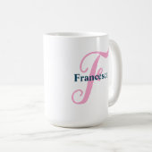 Personalisiert rosa Monogramm Letter F Individuell Kaffeetasse (VorderseiteRechts)
