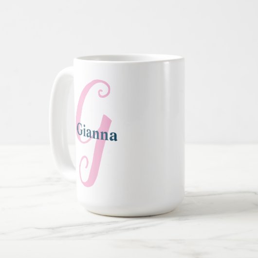 Personalisiert-rosa-Monogramm-Letter-G-Individuell Kaffeetasse (Vorderseite Links)
