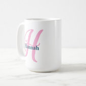 Personalisiert-rosa-Monogramm-Letter-H-Individuell Kaffeetasse (Vorderseite Links)