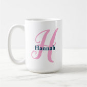 Personalisiert-rosa-Monogramm-Letter-H-Individuell Kaffeetasse (Links)