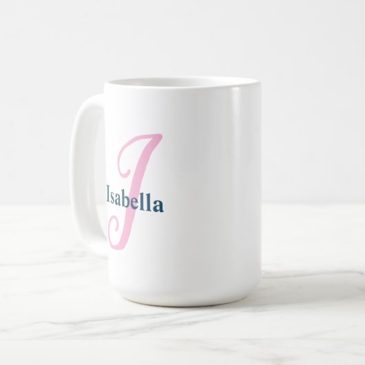 Personalisiert-rosa-Monogramm-Letter-I-Individuell Kaffeetasse (Vorderseite Links)