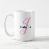 Personalisiert-rosa-Monogramm-Letter-I-Individuell Kaffeetasse (Links)
