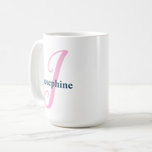 Personalisiert rosa Monogramm Letter J Individuell Kaffeetasse (Vorderseite Links)