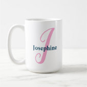 Personalisiert rosa Monogramm Letter J Individuell Kaffeetasse (Links)