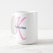 Personalisiert-rosa-Monogramm-Letter-K-Individuell Kaffeetasse (Vorderseite Links)