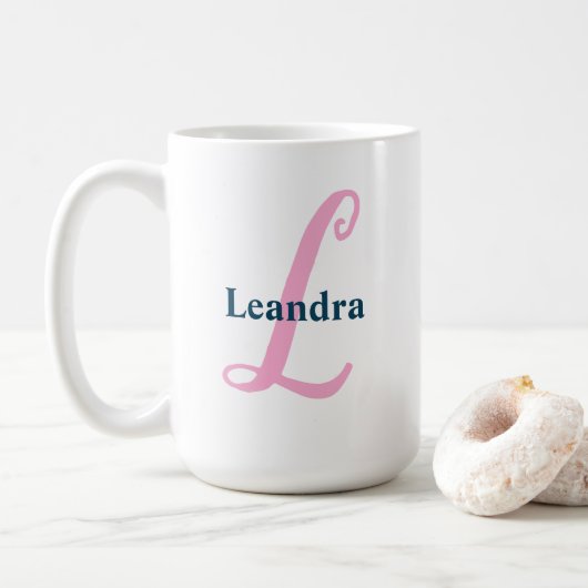 Personalisiert-rosa-Monogramm-Letter-L-Individuell Kaffeetasse (Mit Donut)