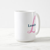 Personalisiert-rosa-Monogramm-Letter-L-Individuell Kaffeetasse (VorderseiteRechts)