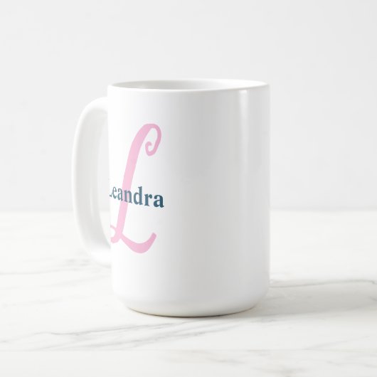 Personalisiert-rosa-Monogramm-Letter-L-Individuell Kaffeetasse (Vorderseite Links)