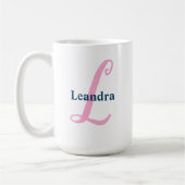 Personalisiert-rosa-Monogramm-Letter-L-Individuell Kaffeetasse (Links)