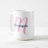 Personalisiert-rosa-Monogramm-Letter-M-Individuell Kaffeetasse (Vorderseite Links)
