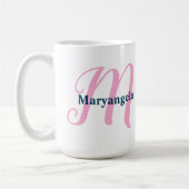 Personalisiert-rosa-Monogramm-Letter-M-Individuell Kaffeetasse (Links)
