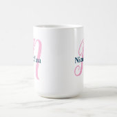 Personalisiert-rosa-Monogramm-Letter-N-Individuell Kaffeetasse (Mittel)