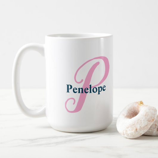 Personalisiert-rosa-Monogramm-Letter-P-Individuell Kaffeetasse (Mit Donut)
