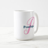 Personalisiert-rosa-Monogramm-Letter-P-Individuell Kaffeetasse (VorderseiteRechts)