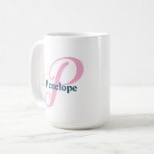 Personalisiert-rosa-Monogramm-Letter-P-Individuell Kaffeetasse (Vorderseite Links)