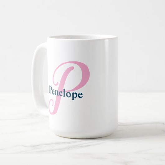 Personalisiert-rosa-Monogramm-Letter-P-Individuell Kaffeetasse (Vorderseite Links)