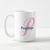 Personalisiert-rosa-Monogramm-Letter-P-Individuell Kaffeetasse (Links)