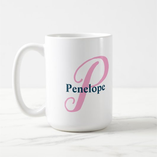 Personalisiert-rosa-Monogramm-Letter-P-Individuell Kaffeetasse (Links)