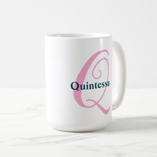 Personalisiert-rosa-Monogramm-Letter-Q-Individuell Kaffeetasse (VorderseiteRechts)