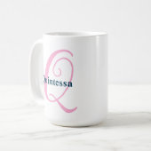 Personalisiert-rosa-Monogramm-Letter-Q-Individuell Kaffeetasse (Vorderseite Links)