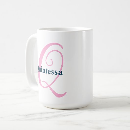Personalisiert-rosa-Monogramm-Letter-Q-Individuell Kaffeetasse (Vorderseite Links)