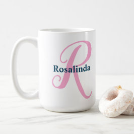 Personalisiert-rosa-Monogramm-Letter-R-Individuell Kaffeetasse