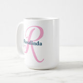 Personalisiert-rosa-Monogramm-Letter-R-Individuell Kaffeetasse (Vorderseite Links)