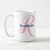 Personalisiert-rosa-Monogramm-Letter-R-Individuell Kaffeetasse (Links)