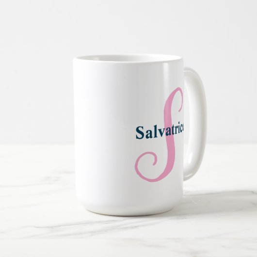 Personalisiert-rosa-Monogramm-Letter-S-Individuell Kaffeetasse (VorderseiteRechts)