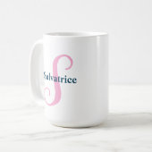 Personalisiert-rosa-Monogramm-Letter-S-Individuell Kaffeetasse (Vorderseite Links)