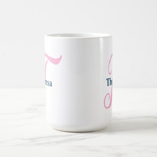 Personalisiert-rosa-Monogramm-Letter-T-Individuell Kaffeetasse (Mittel)
