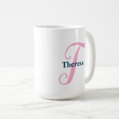 Personalisiert-rosa-Monogramm-Letter-T-Individuell Kaffeetasse (VorderseiteRechts)