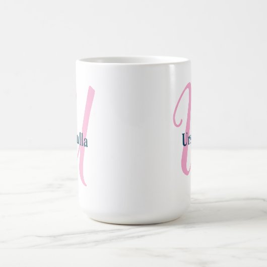 Personalisiert-rosa-Monogramm-Letter-U-Individuell Kaffeetasse (Mittel)