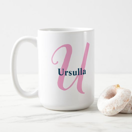 Personalisiert-rosa-Monogramm-Letter-U-Individuell Kaffeetasse (Mit Donut)