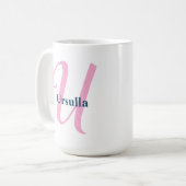 Personalisiert-rosa-Monogramm-Letter-U-Individuell Kaffeetasse (Vorderseite Links)