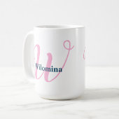 Personalisiert-rosa-Monogramm-Letter-W-Individuell Kaffeetasse (Vorderseite Links)