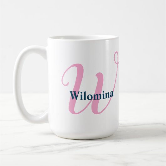 Personalisiert-rosa-Monogramm-Letter-W-Individuell Kaffeetasse (Links)