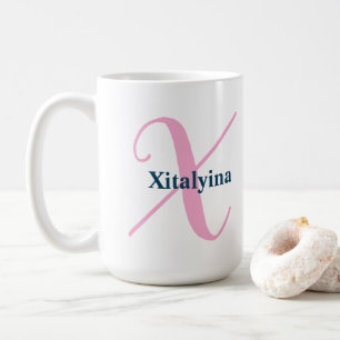 Personalisiert-rosa-Monogramm-Letter-X-Individuell Kaffeetasse